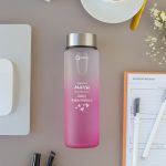 Pembe Motto Baskılı 550 ml Cam Matara