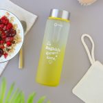 Sarı Motto Baskılı 550 ml Cam Matara